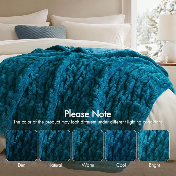 Madison Park Ruched Faux Fur Throw - Picture 3 of 7